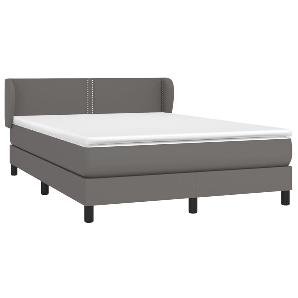 Sommier à lattes de lit avec matelas Gris 140x200 cm Similicuir Lits & cadres de lit vidaXL