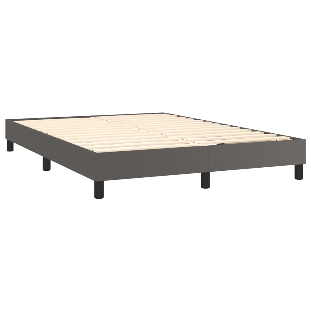 Sommier à lattes de lit avec matelas Gris 140x200 cm Similicuir Lits & cadres de lit vidaXL