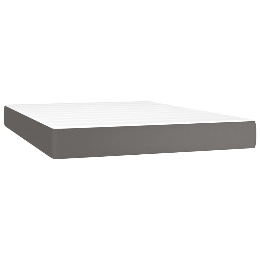 Sommier à lattes de lit avec matelas Gris 140x200 cm Similicuir Lits & cadres de lit vidaXL