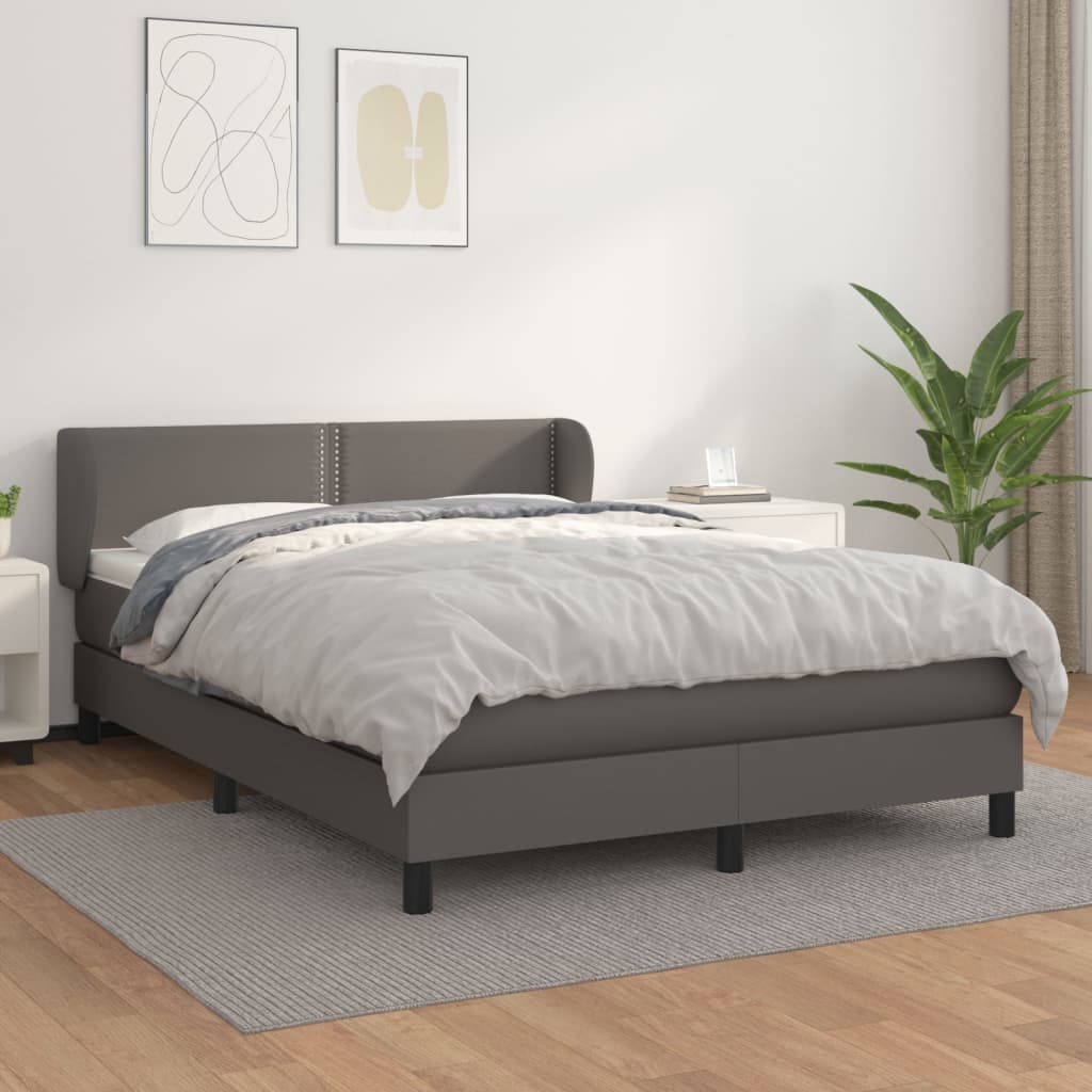 Sommier à lattes de lit avec matelas Gris 140x200 cm Similicuir