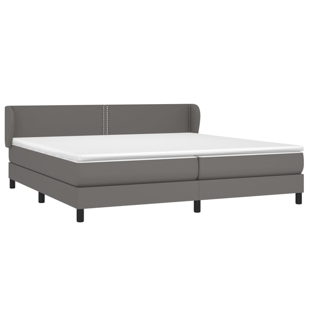 Sommier à lattes de lit avec matelas Gris 200x200 cm Similicuir Lits & cadres de lit vidaXL