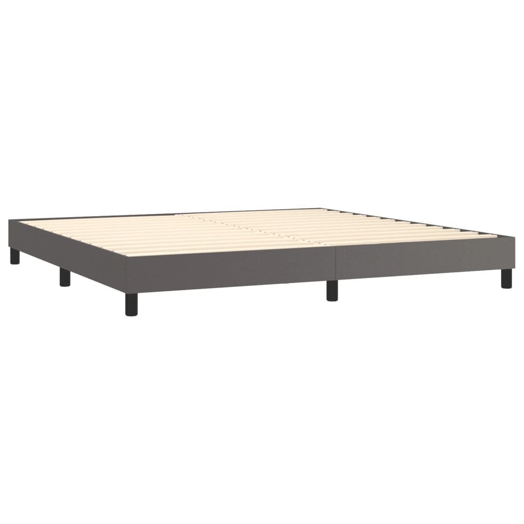 Sommier à lattes de lit avec matelas Gris 200x200 cm Similicuir Lits & cadres de lit vidaXL