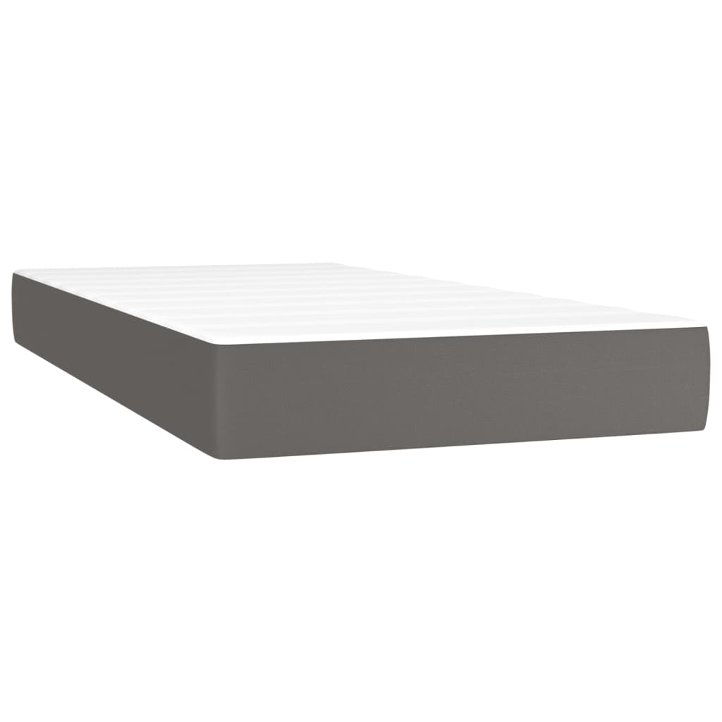Sommier à lattes de lit avec matelas Gris 200x200 cm Similicuir Lits & cadres de lit vidaXL