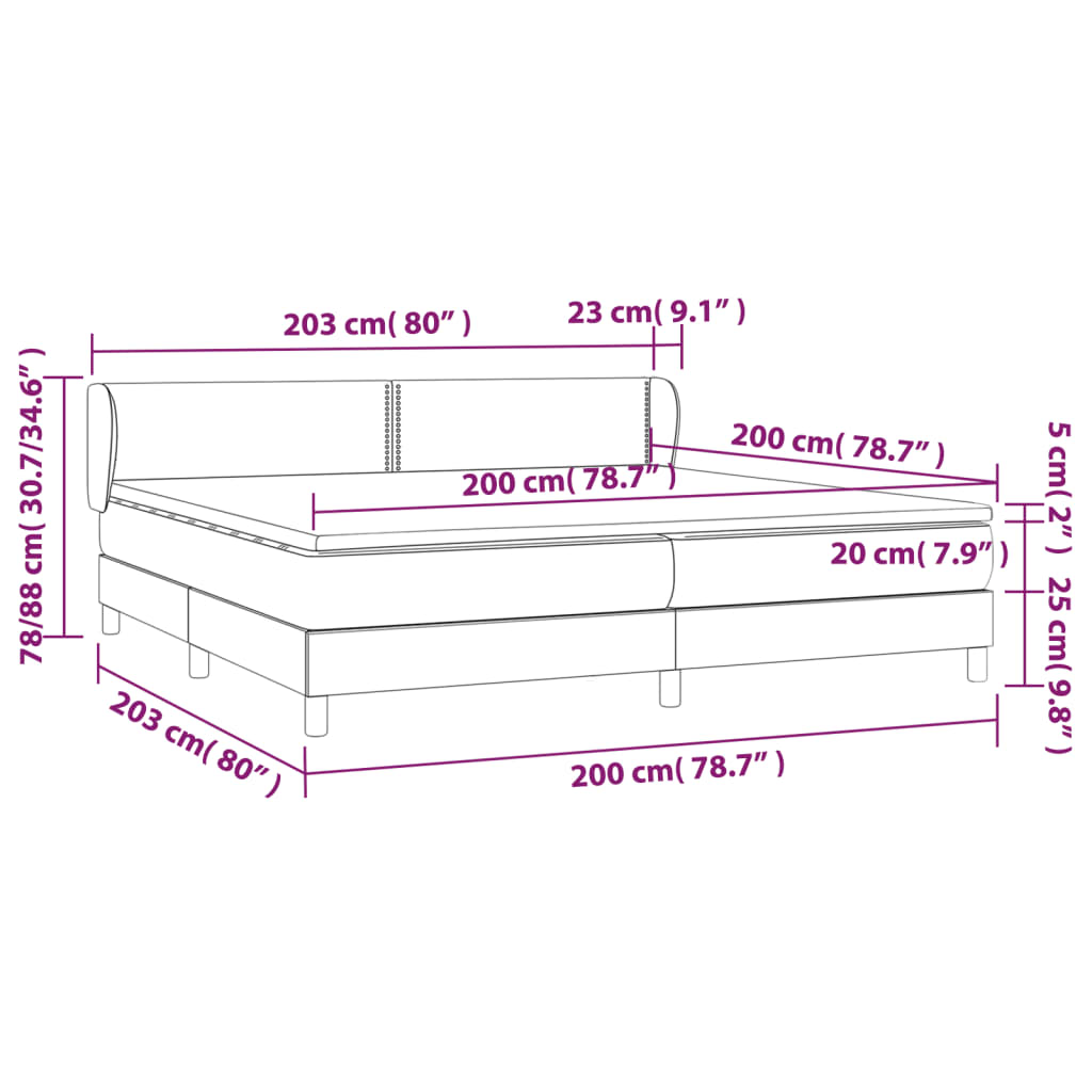 Sommier à lattes de lit avec matelas Gris 200x200 cm Similicuir Lits & cadres de lit vidaXL
