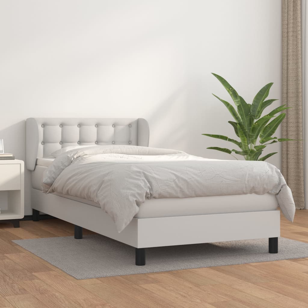 Sommier à lattes de lit avec matelas Blanc 90x190 cm Similicuir - XIOS
