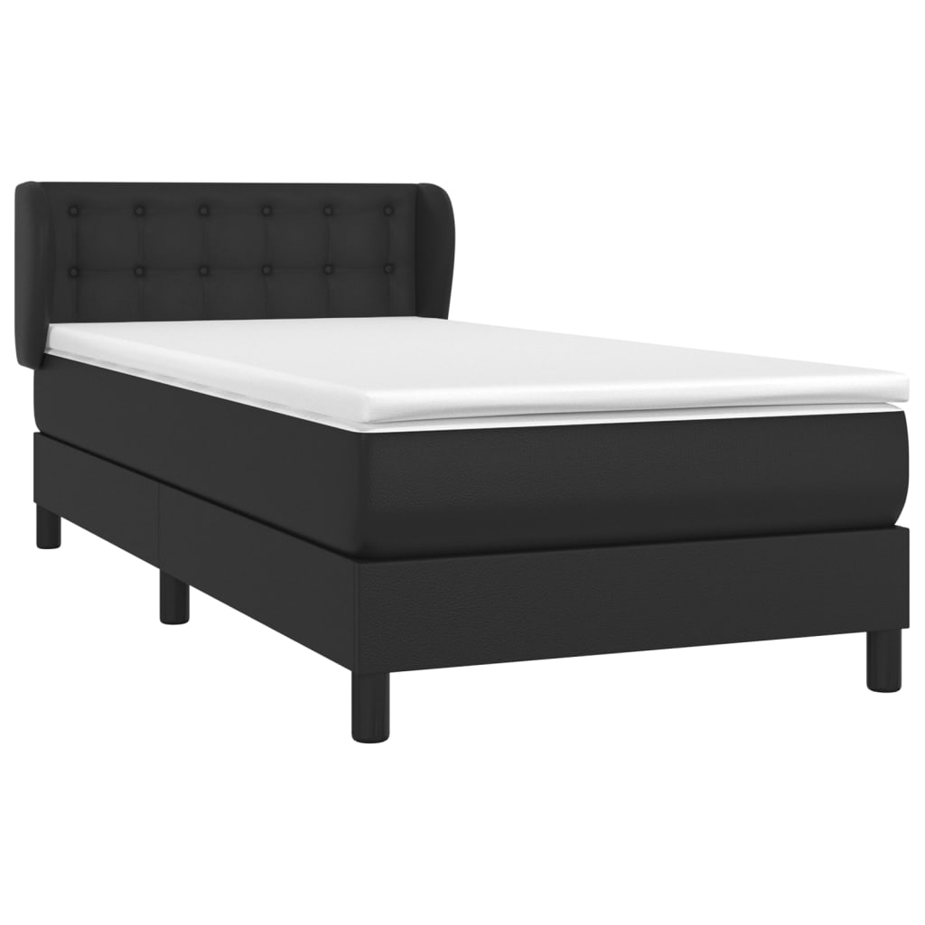 Sommier à lattes de lit avec matelas Noir 90x200 cm Similicuir - XIOS