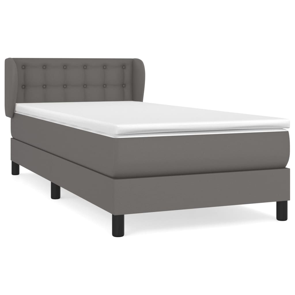 Sommier à lattes de lit avec matelas Gris 90x200 cm Similicuir