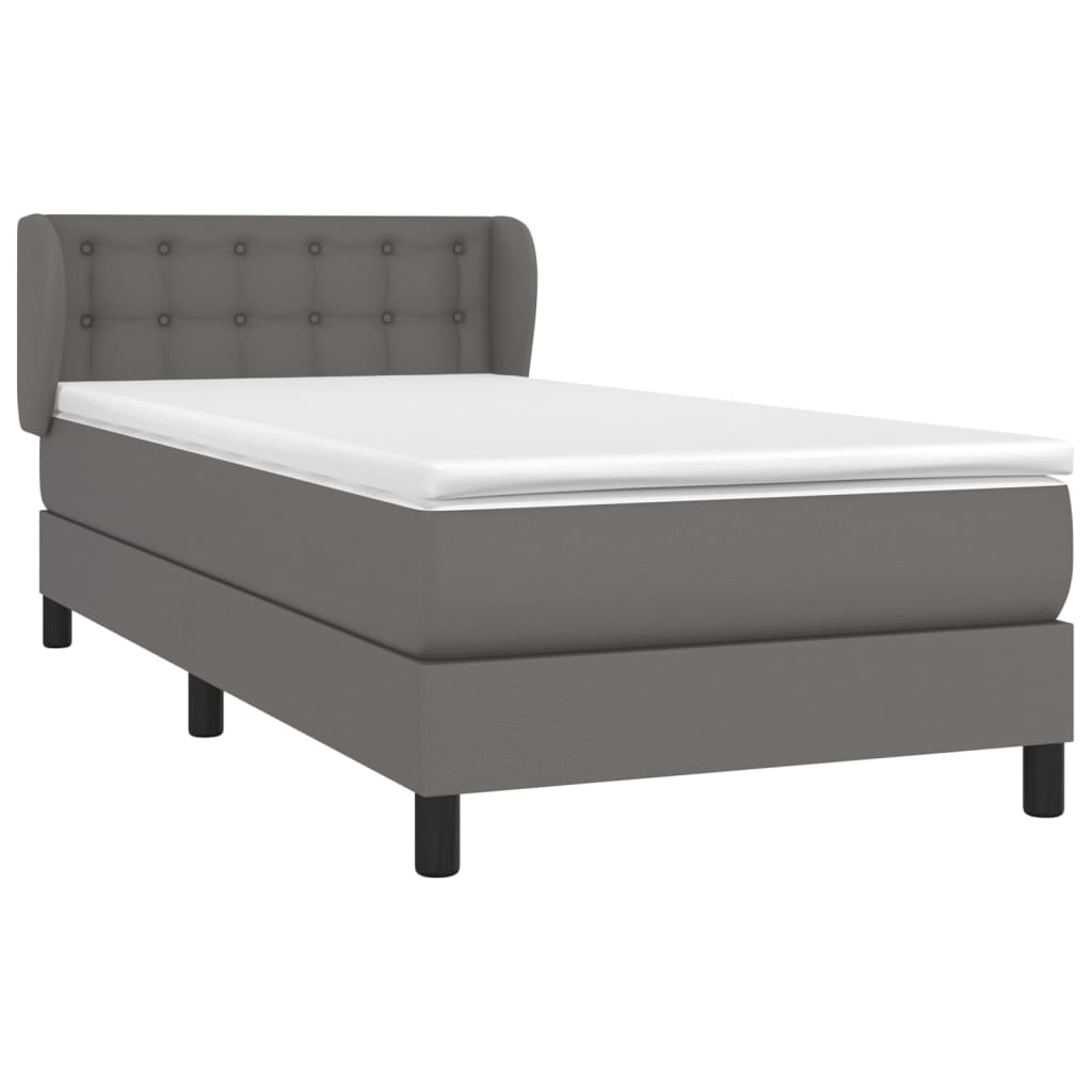 Sommier à lattes de lit avec matelas Gris 90x200 cm Similicuir Lits & cadres de lit vidaXL