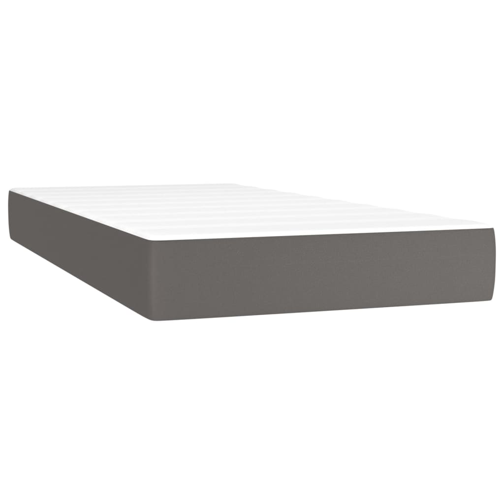 Sommier à lattes de lit avec matelas Gris 90x200 cm Similicuir Lits & cadres de lit vidaXL