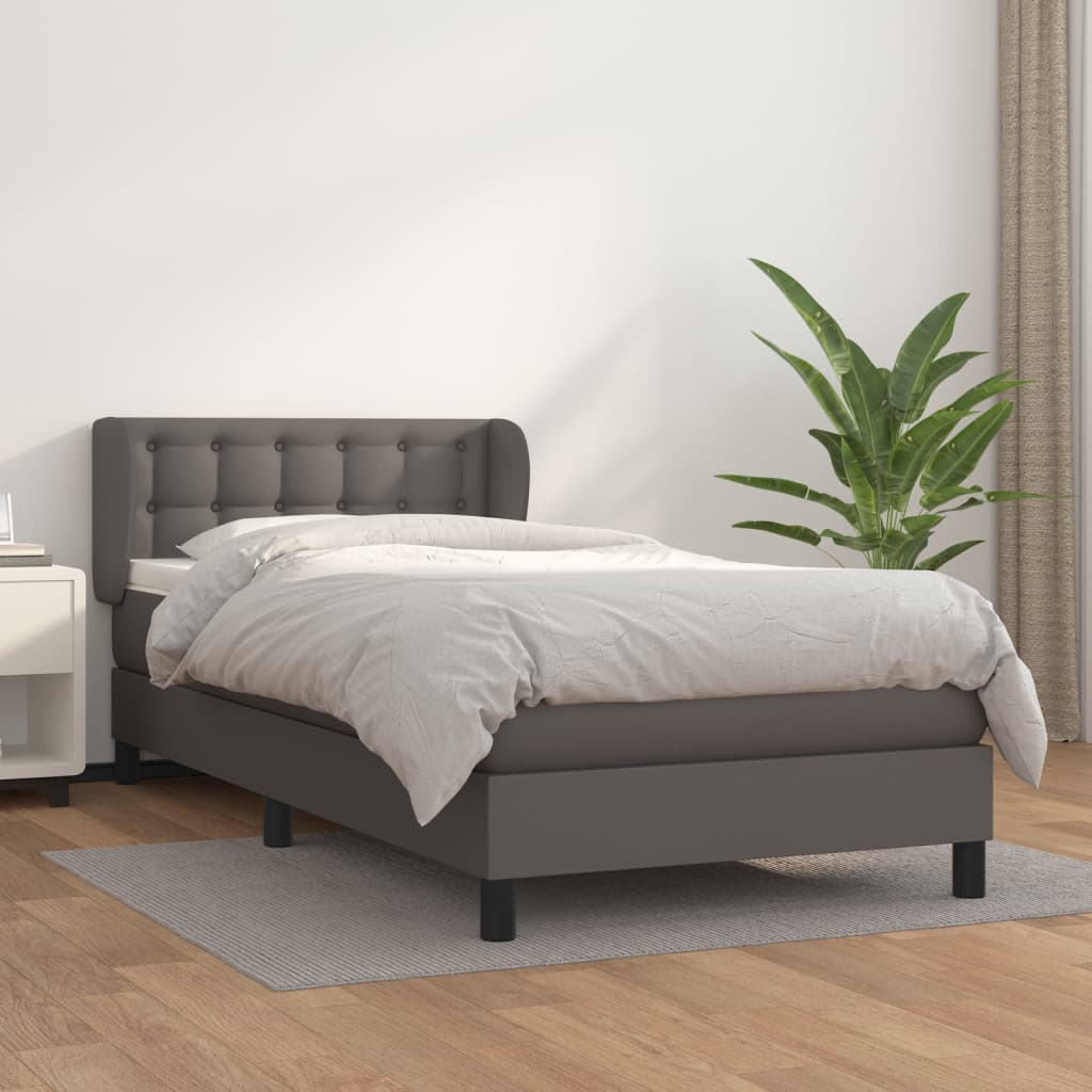 Sommier à lattes de lit avec matelas Gris 90x200 cm Similicuir