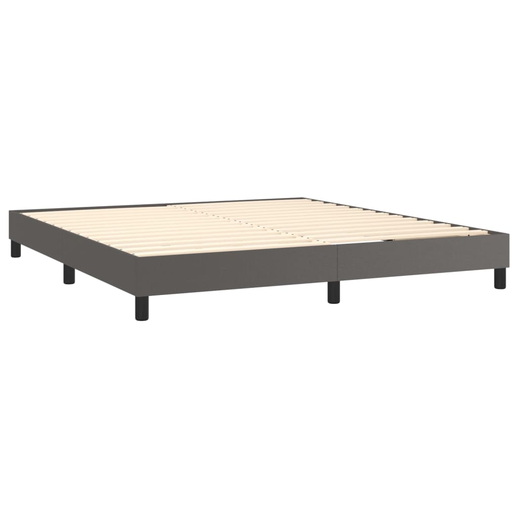 Sommier à lattes de lit avec matelas Gris 160x200 cm Similicuir - XIOS