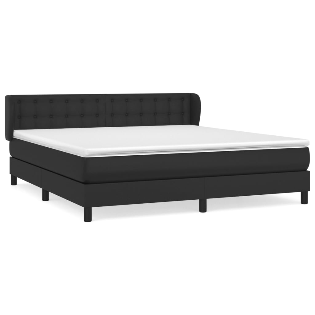 Sommier à lattes de lit avec matelas Noir 180x200 cm Similicuir - XIOS