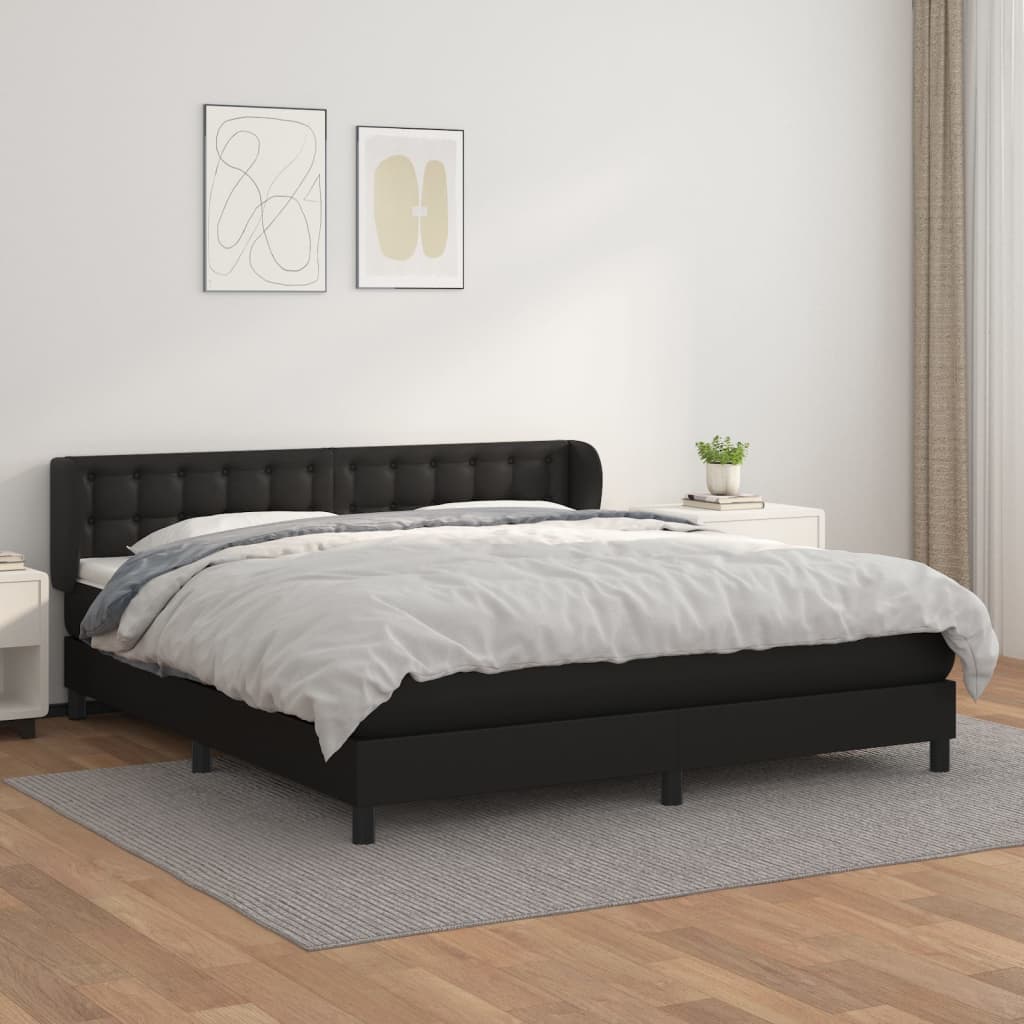 Sommier à lattes de lit avec matelas Noir 180x200 cm Similicuir - XIOS