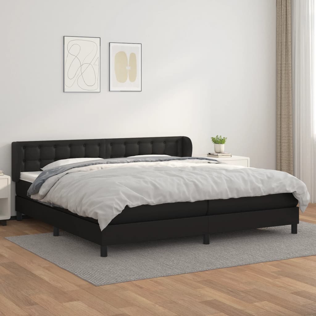 Sommier à lattes de lit avec matelas Noir 200x200 cm Similicuir - XIOS