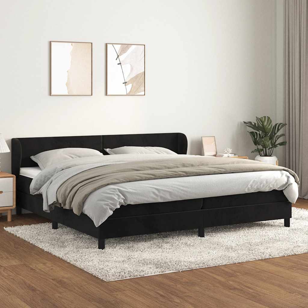 Sommier à lattes de lit et matelas Noir 200x200 cm Velours - XIOS