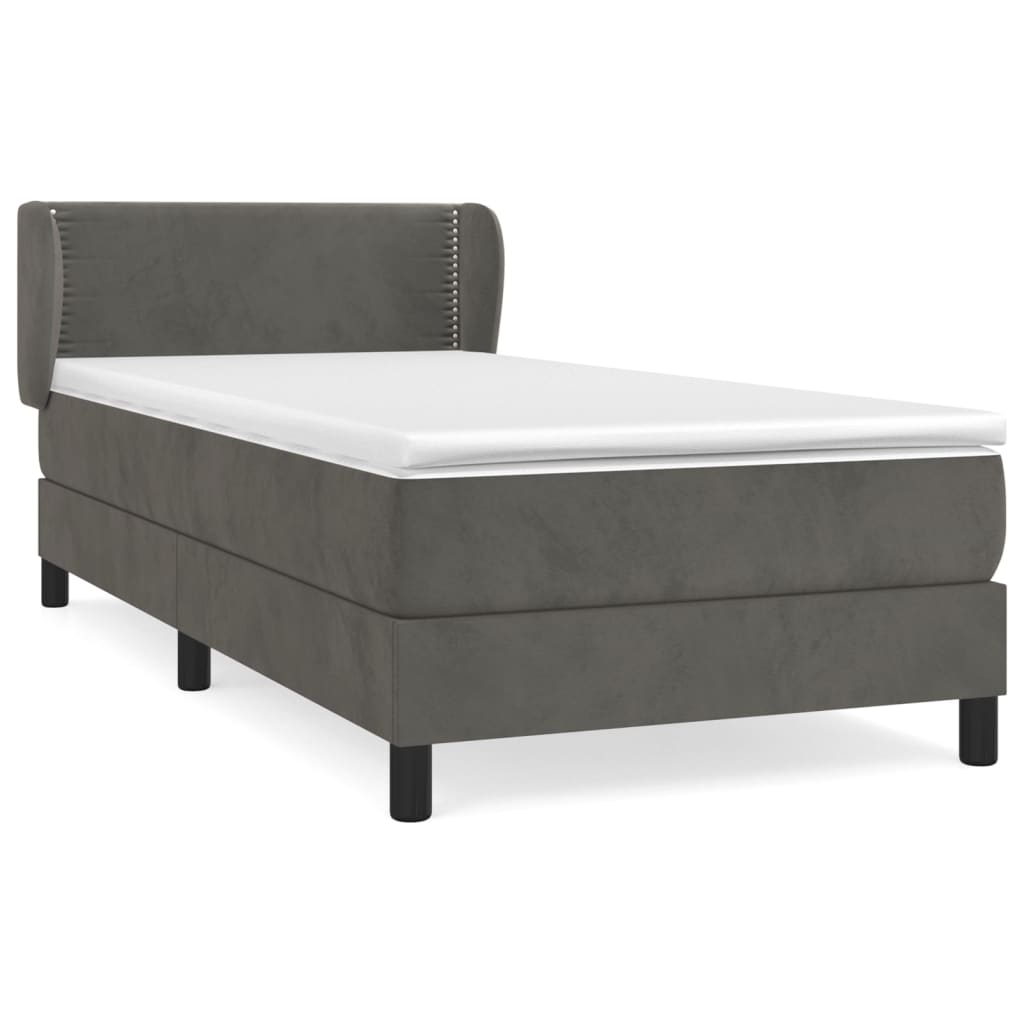 Sommier à lattes de lit et matelas Gris foncé 90x200 cm Velours - XIOS