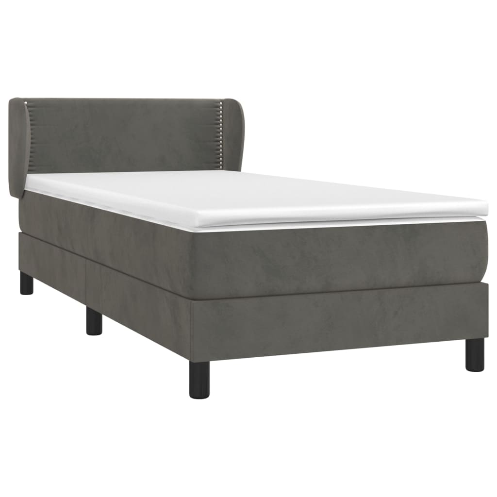 Sommier à lattes de lit et matelas Gris foncé 90x200 cm Velours - XIOS