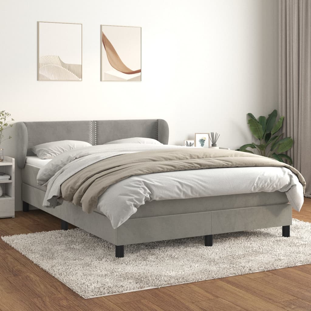 Sommier à lattes de lit et matelas Gris clair 140x190cm Velours - XIOS