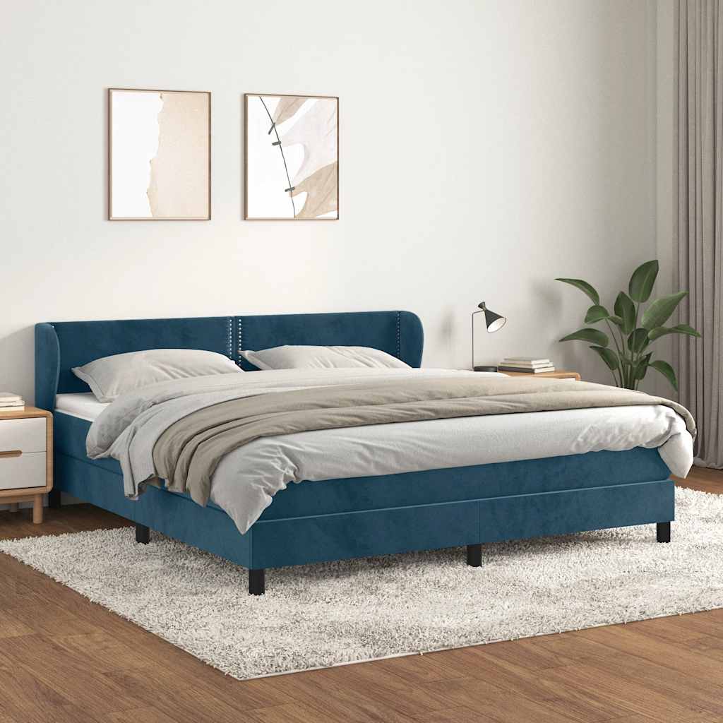 Sommier à lattes de lit et matelas Bleu foncé 160x200cm Velours - XIOS