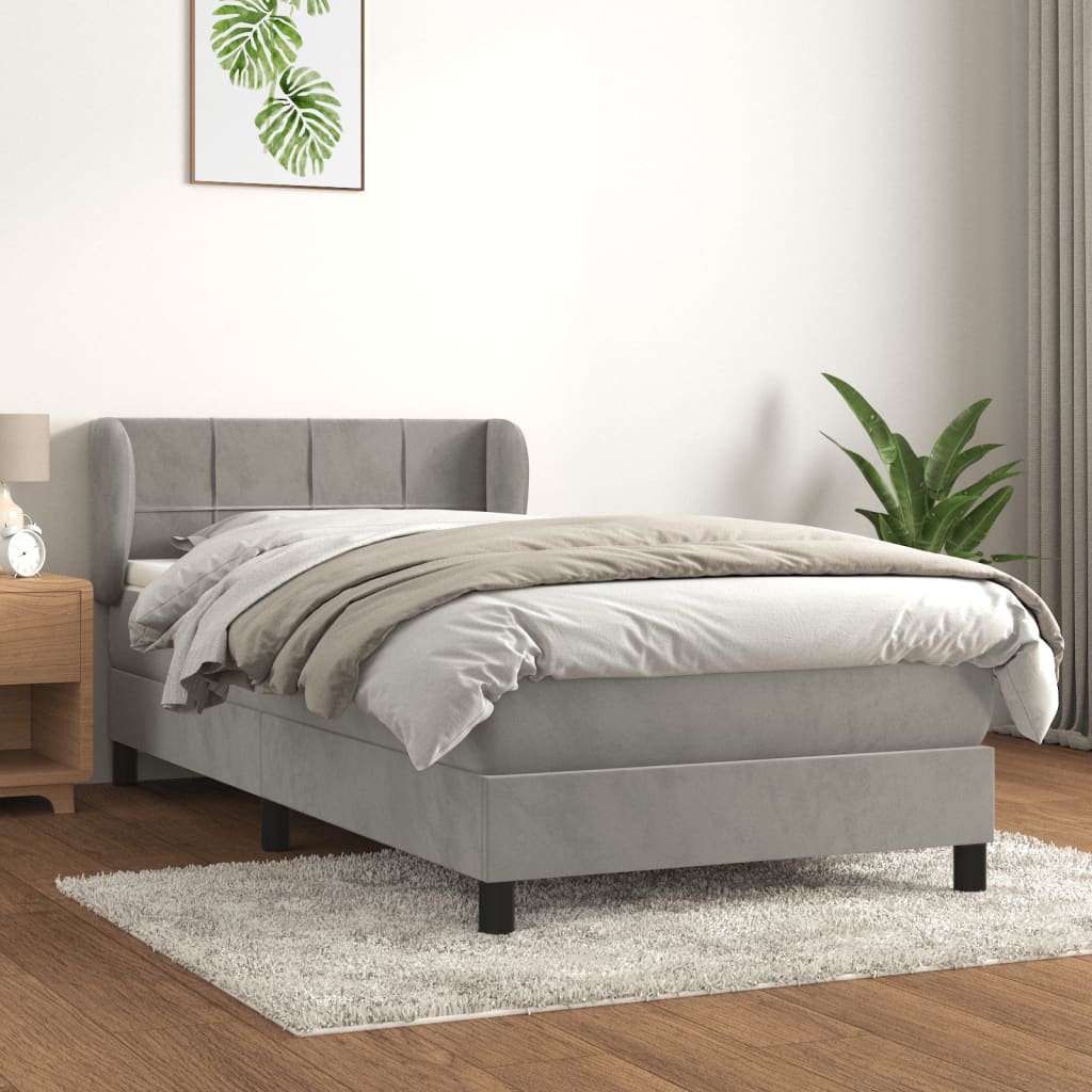 Sommier à lattes de lit et matelas Gris clair 90x190 cm Velours - XIOS