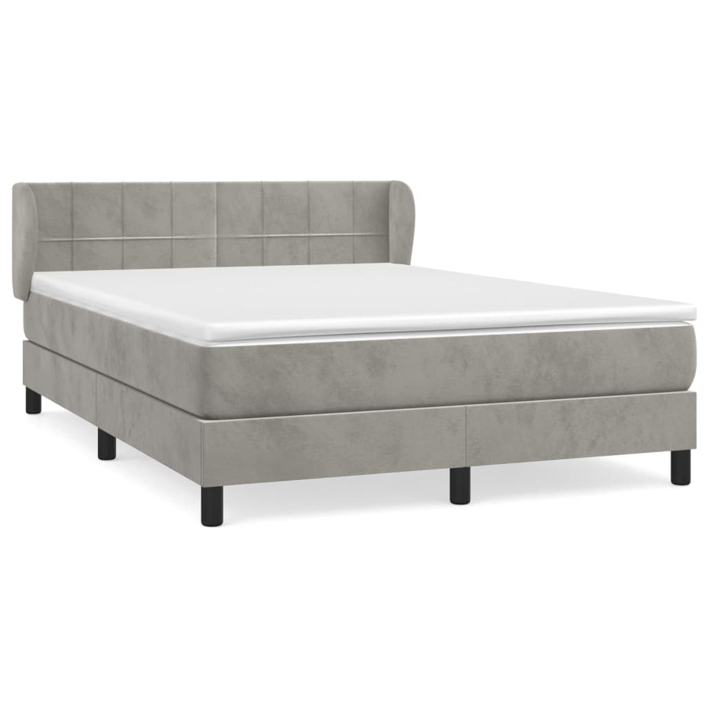 Sommier à lattes de lit et matelas Gris clair 140x200cm Velours - XIOS