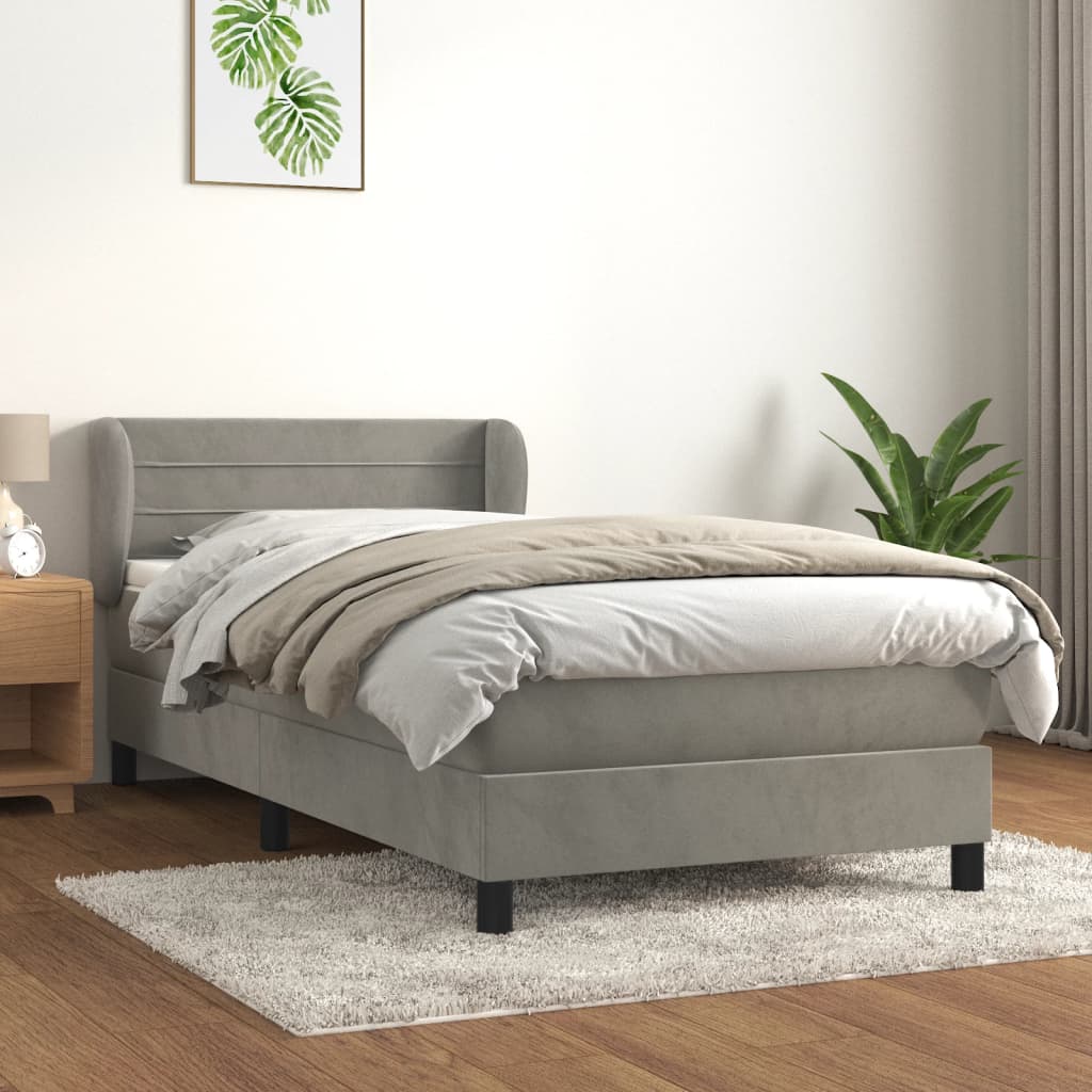 Sommier à lattes de lit et matelas Gris clair 90x190 cm Velours - XIOS