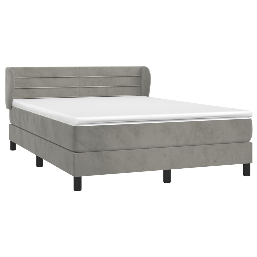 Sommier à lattes de lit et matelas Gris clair 140x190cm Velours - XIOS