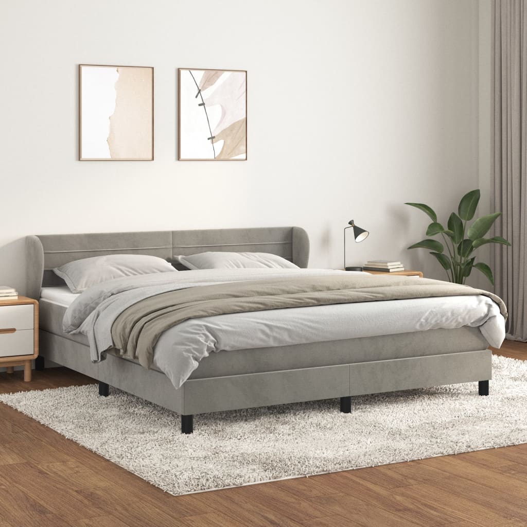 Sommier à lattes de lit et matelas Gris clair 160x200cm Velours - XIOS