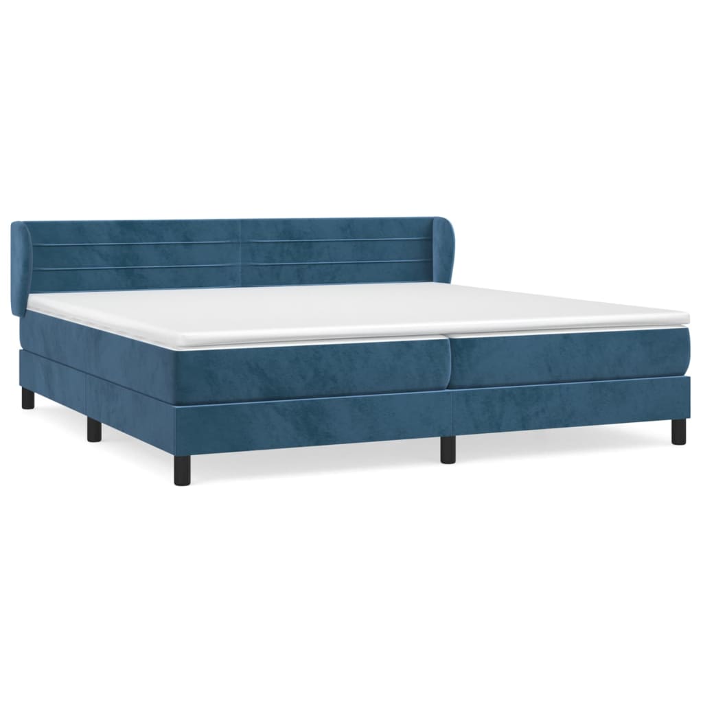 Sommier à lattes de lit et matelas Bleu foncé 200x200cm Velours