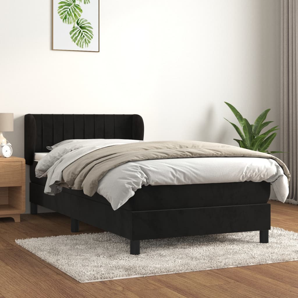 Sommier à lattes de lit avec matelas Noir 90x200 cm Velours - XIOS