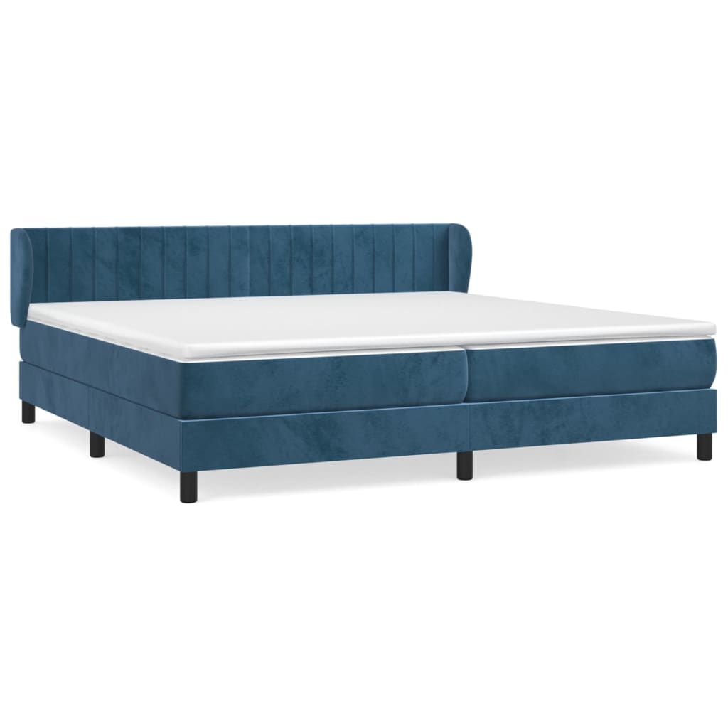 Sommier à lattes de lit et matelas Bleu foncé 200x200cm Velours