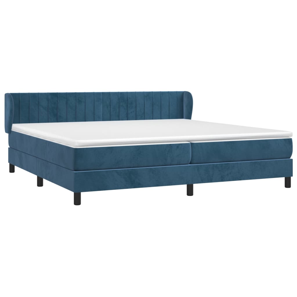 Sommier à lattes de lit et matelas Bleu foncé 200x200cm Velours