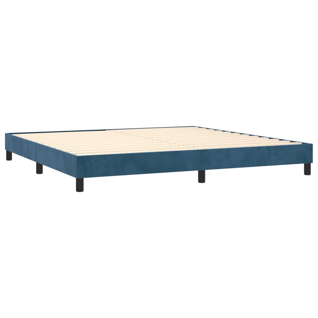 Sommier à lattes de lit et matelas Bleu foncé 200x200cm Velours