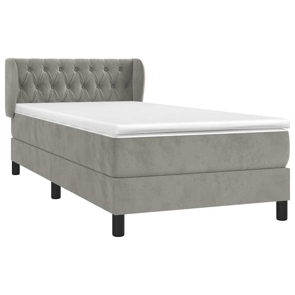 Sommier à lattes de lit et matelas Gris clair 100x200cm Velours