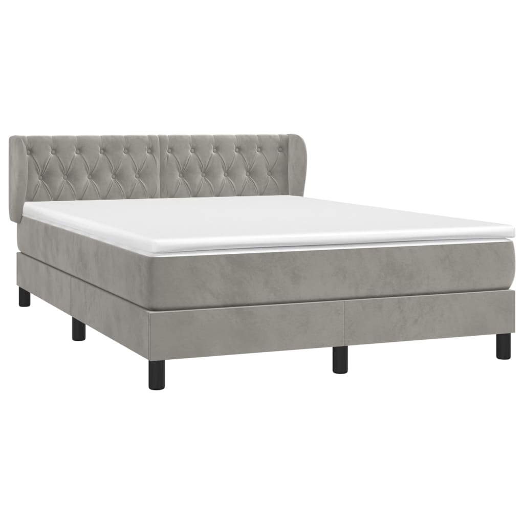 Sommier à lattes de lit et matelas Gris clair 140x190cm Velours - XIOS