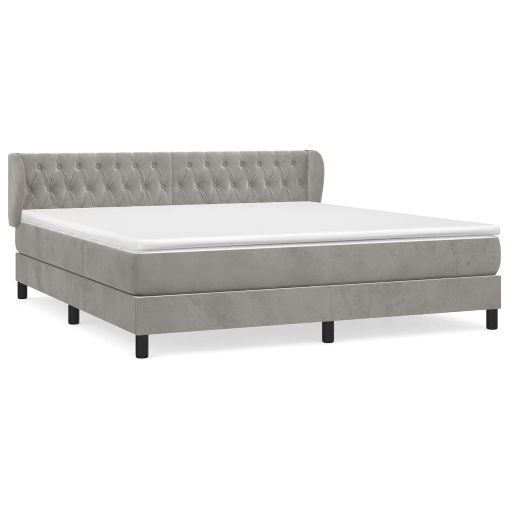 Sommier à lattes de lit et matelas Gris clair 160x200cm Velours - XIOS