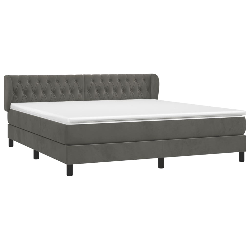 Sommier à lattes de lit et matelas Gris foncé 180x200cm Velours - XIOS