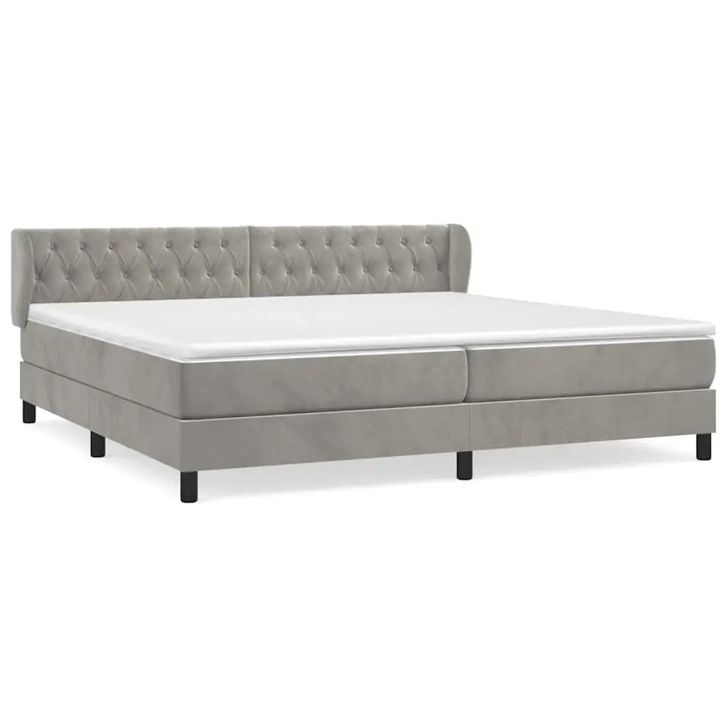 Sommier à lattes de lit et matelas Gris clair 200x200cm Velours - XIOS