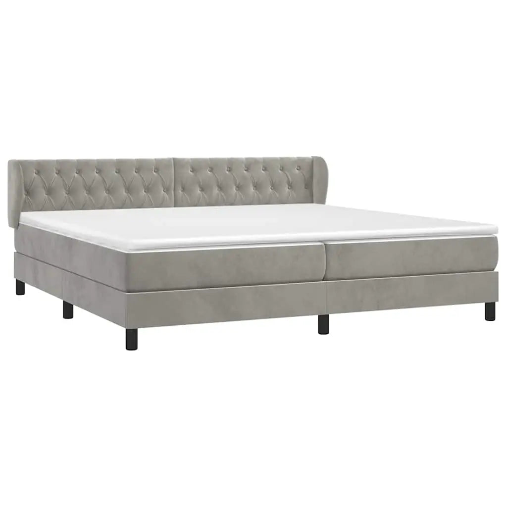 Sommier à lattes de lit et matelas Gris clair 200x200cm Velours - XIOS
