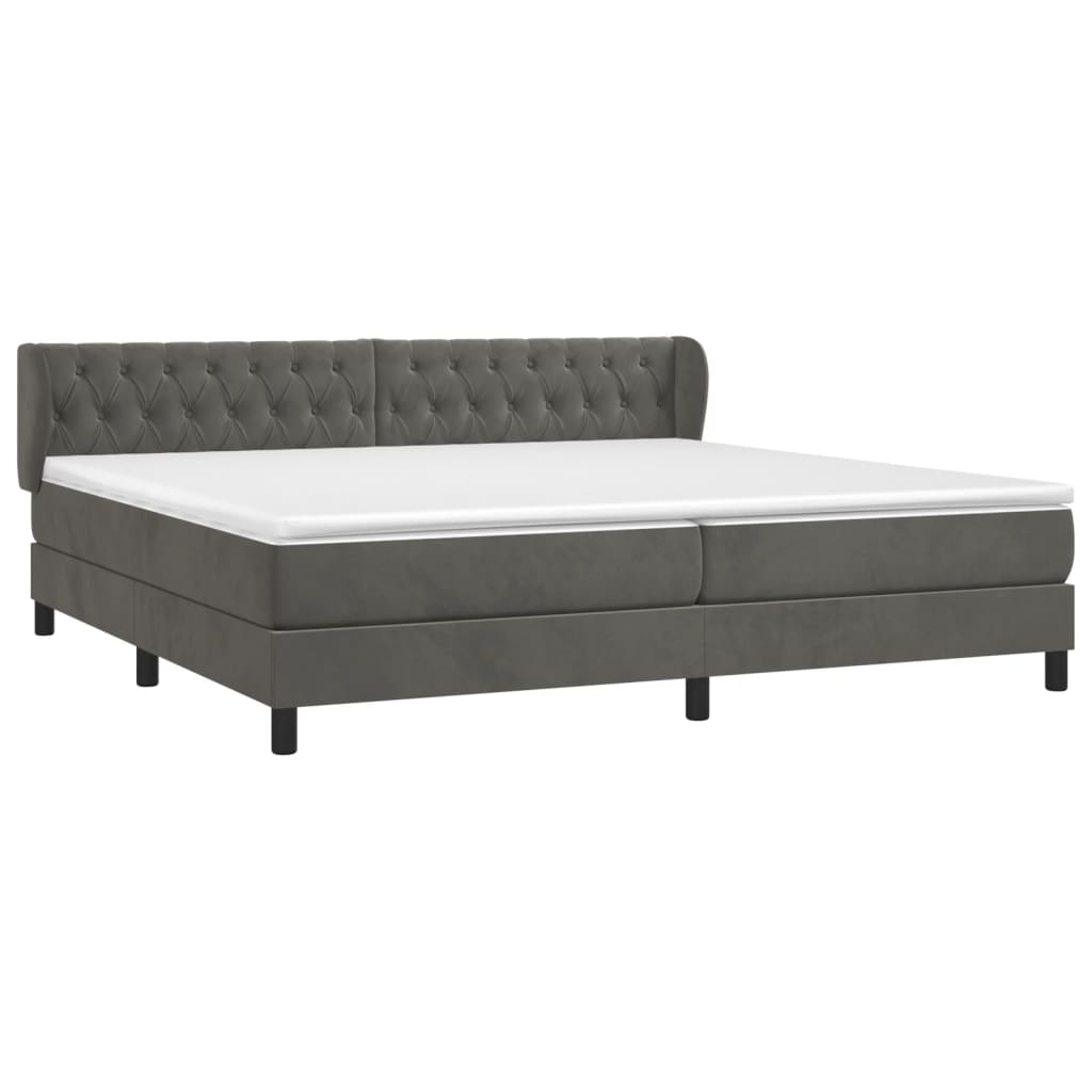 Sommier à lattes de lit et matelas Gris foncé 200x200cm Velours - XIOS