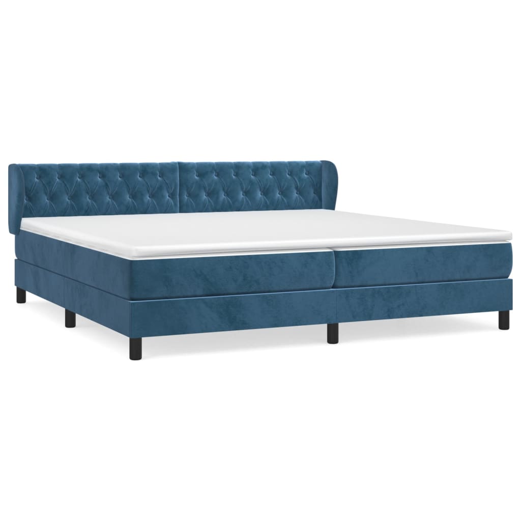 Sommier à lattes de lit et matelas Bleu foncé 200x200cm Velours
