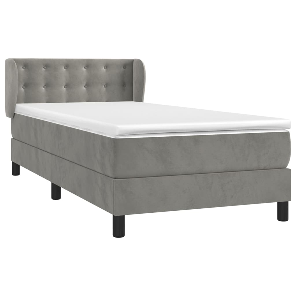 Sommier à lattes de lit et matelas Gris clair 100x200cm Velours - XIOS