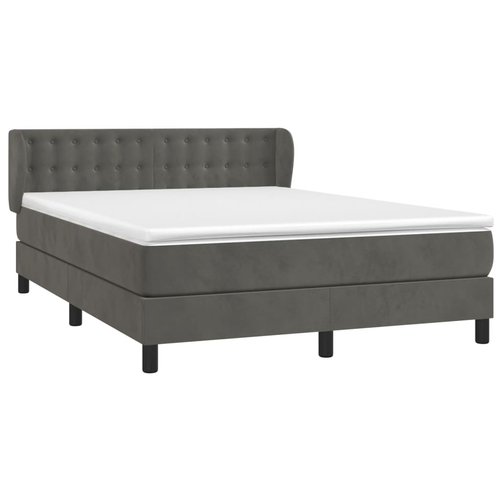 Sommier à lattes de lit et matelas Gris foncé 140x190cm Velours - XIOS