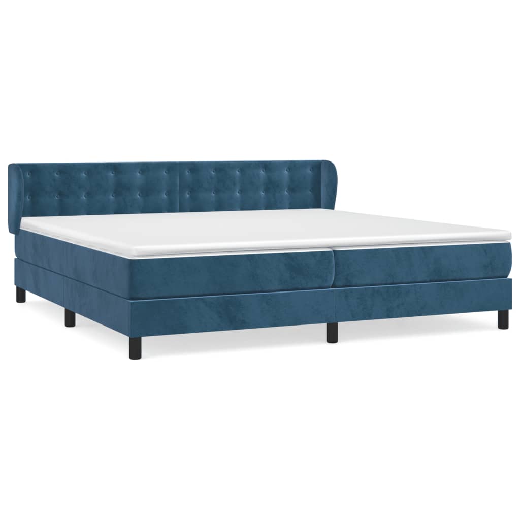 Sommier à lattes de lit et matelas Bleu foncé 200x200cm Velours
