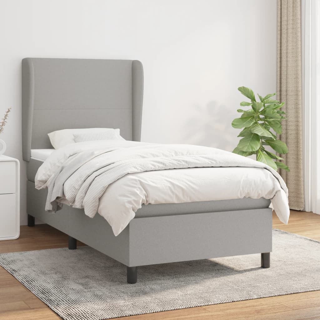 Sommier à lattes de lit et matelas Gris clair 90x190 cm Tissu - XIOS