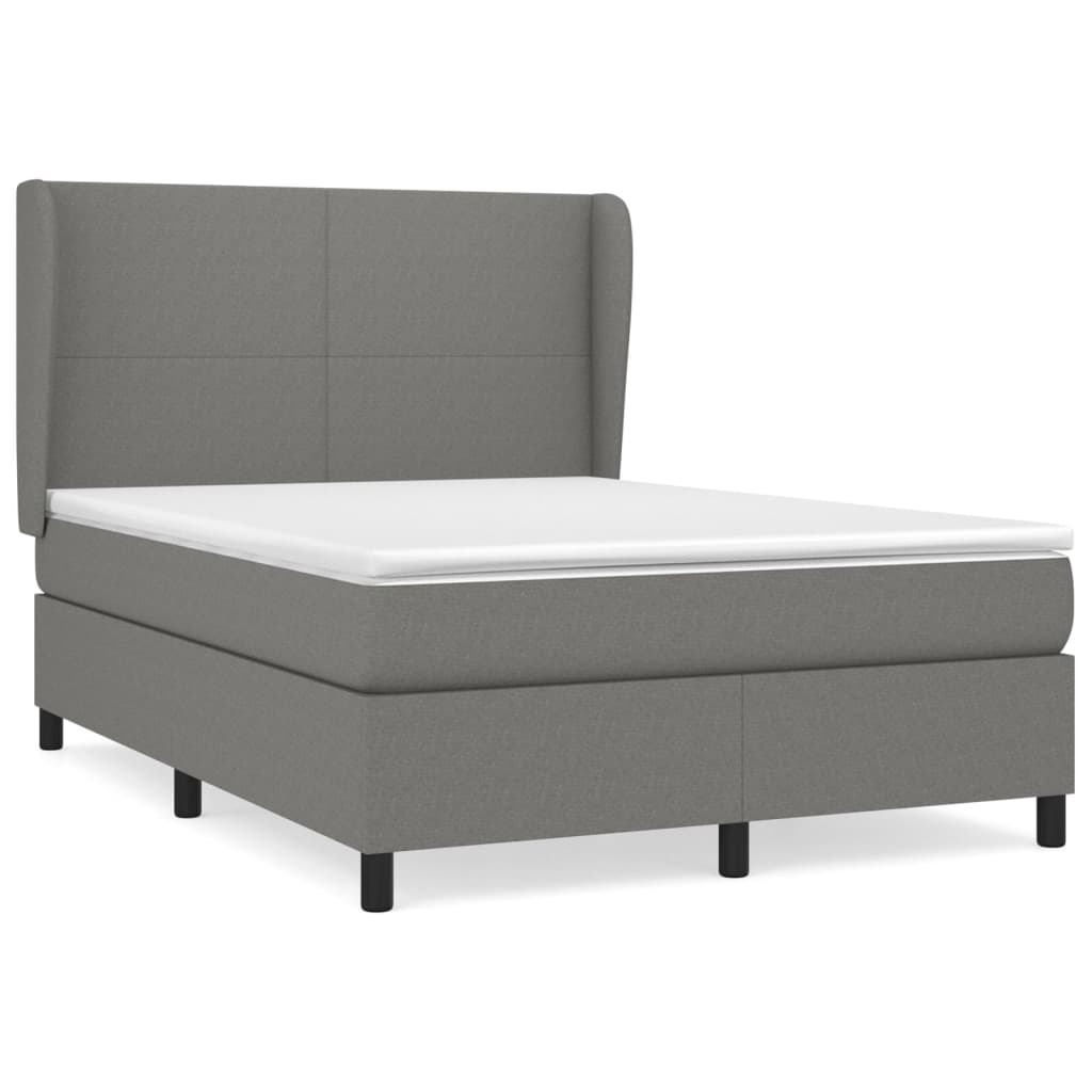 Sommier à lattes de lit avec matelas Gris foncé 140x200cm Tissu