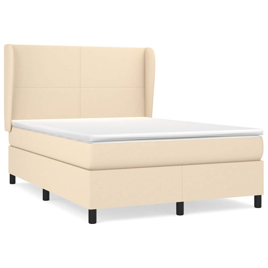 Sommier à lattes de lit avec matelas Crème 140x200 cm Tissu