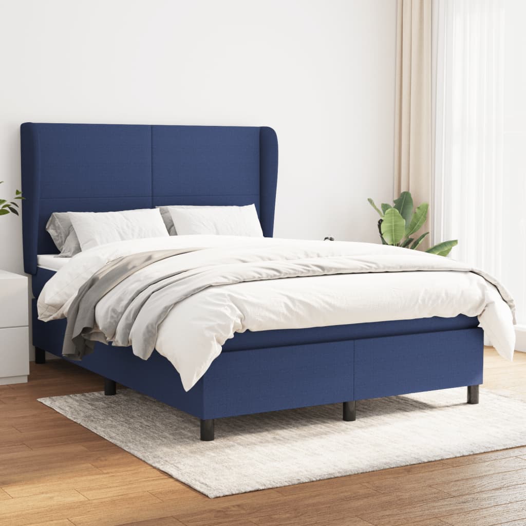Sommier à lattes de lit avec matelas Bleu 140x200 cm Tissu - XIOS