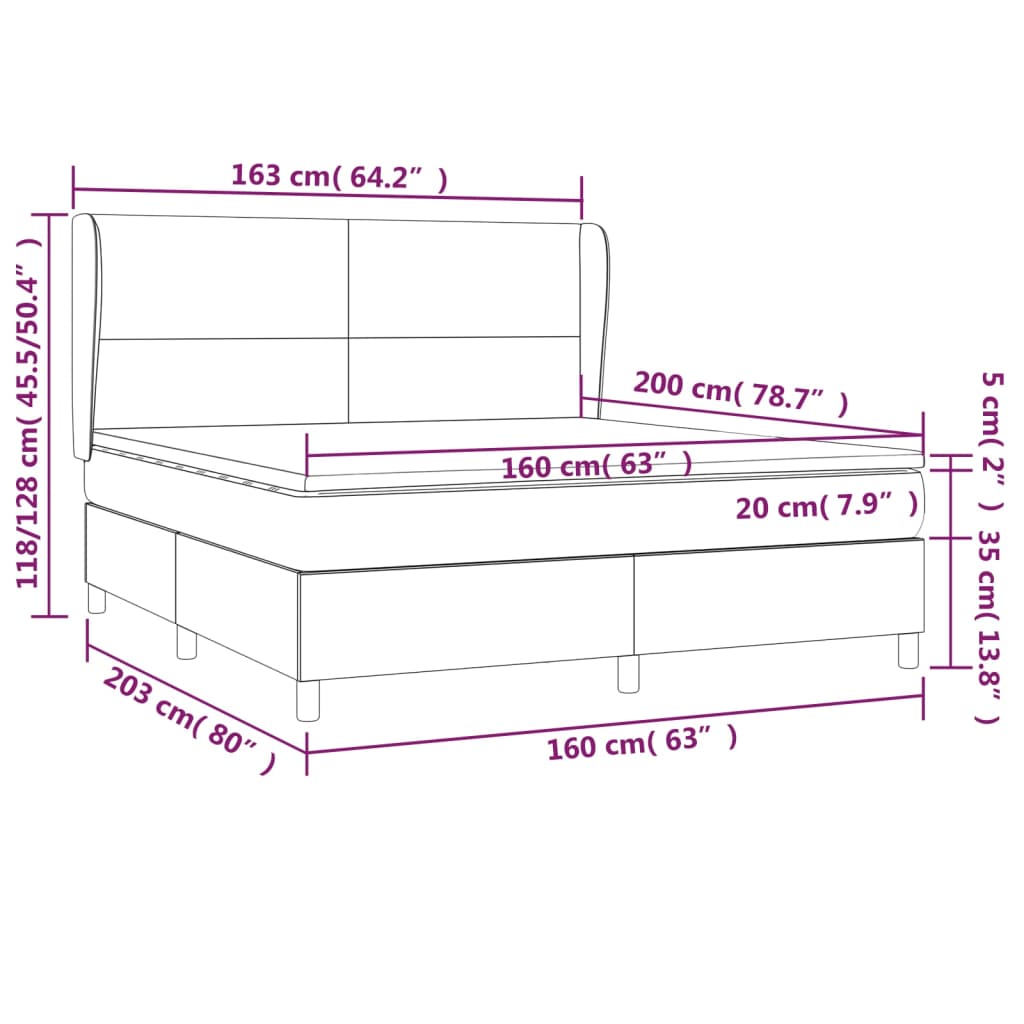 Sommier à lattes de lit avec matelas Gris clair 160x200cm Tissu