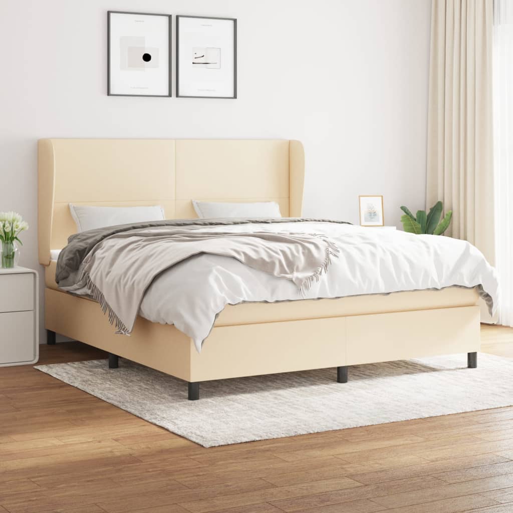 Sommier à lattes de lit avec matelas Crème 160x200 cm Tissu - XIOS